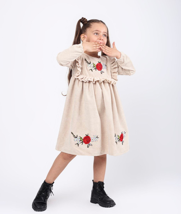 پیراهن مخمل کبریتی گندم